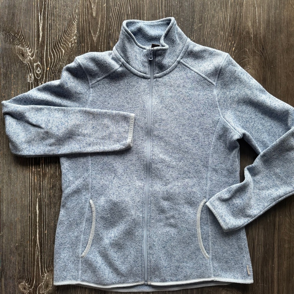 Eddie Bauer Womens L Blue Sweater Fleece Jacket Full Zip Outdoor Hiking